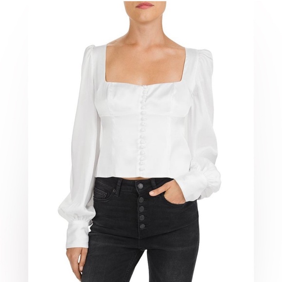 The Kooples Front-Button Sateen Top - Picture 9 of 10